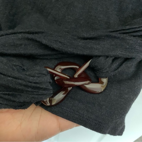 MaxMara Soft Jersey Drape Neck Grey Top w/Wrap Around Waist Detail EUC Size - M - Picture 3 of 5